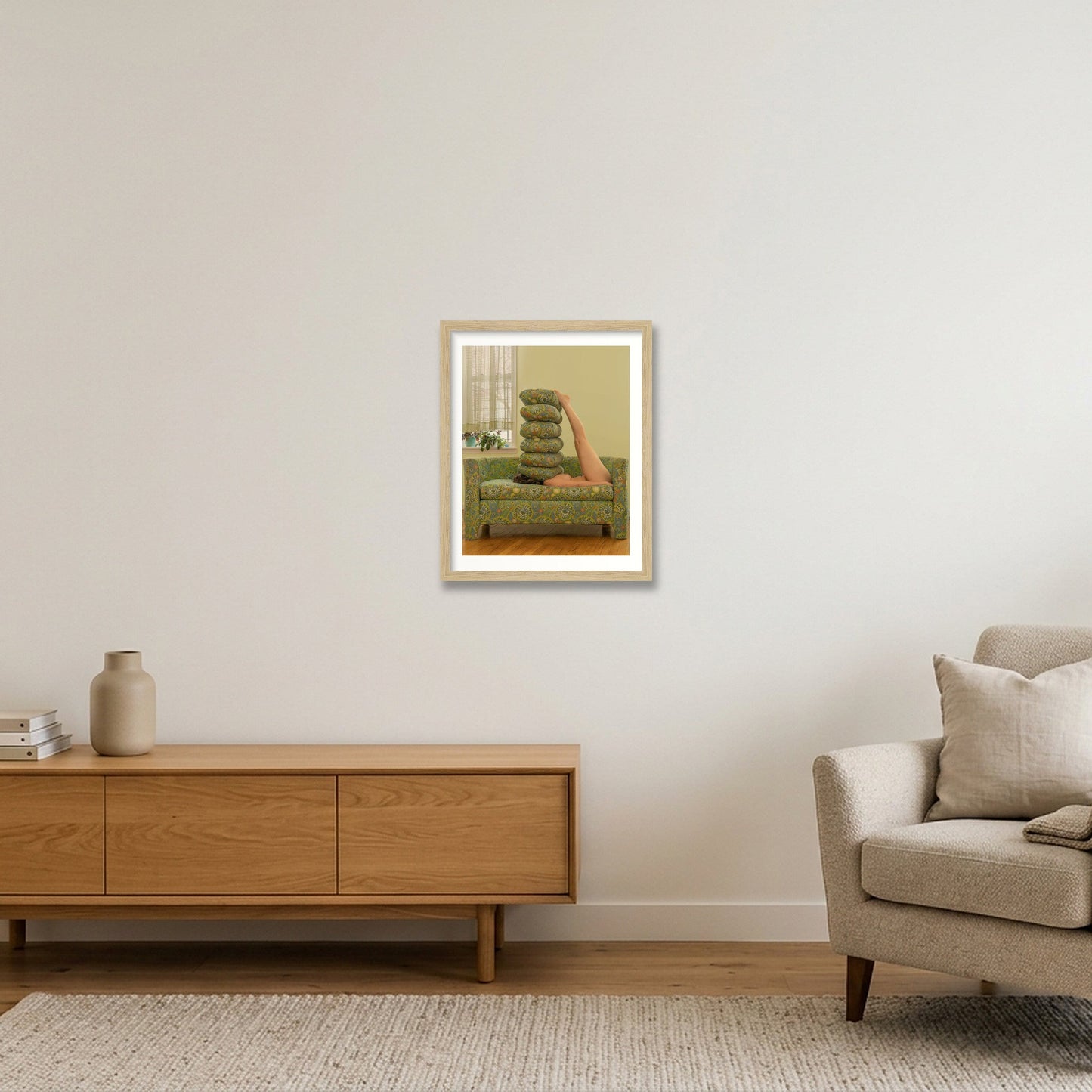Pillows Don't Talk They Listen, 2023 — 28×35cm, 11×14" Oak Frame